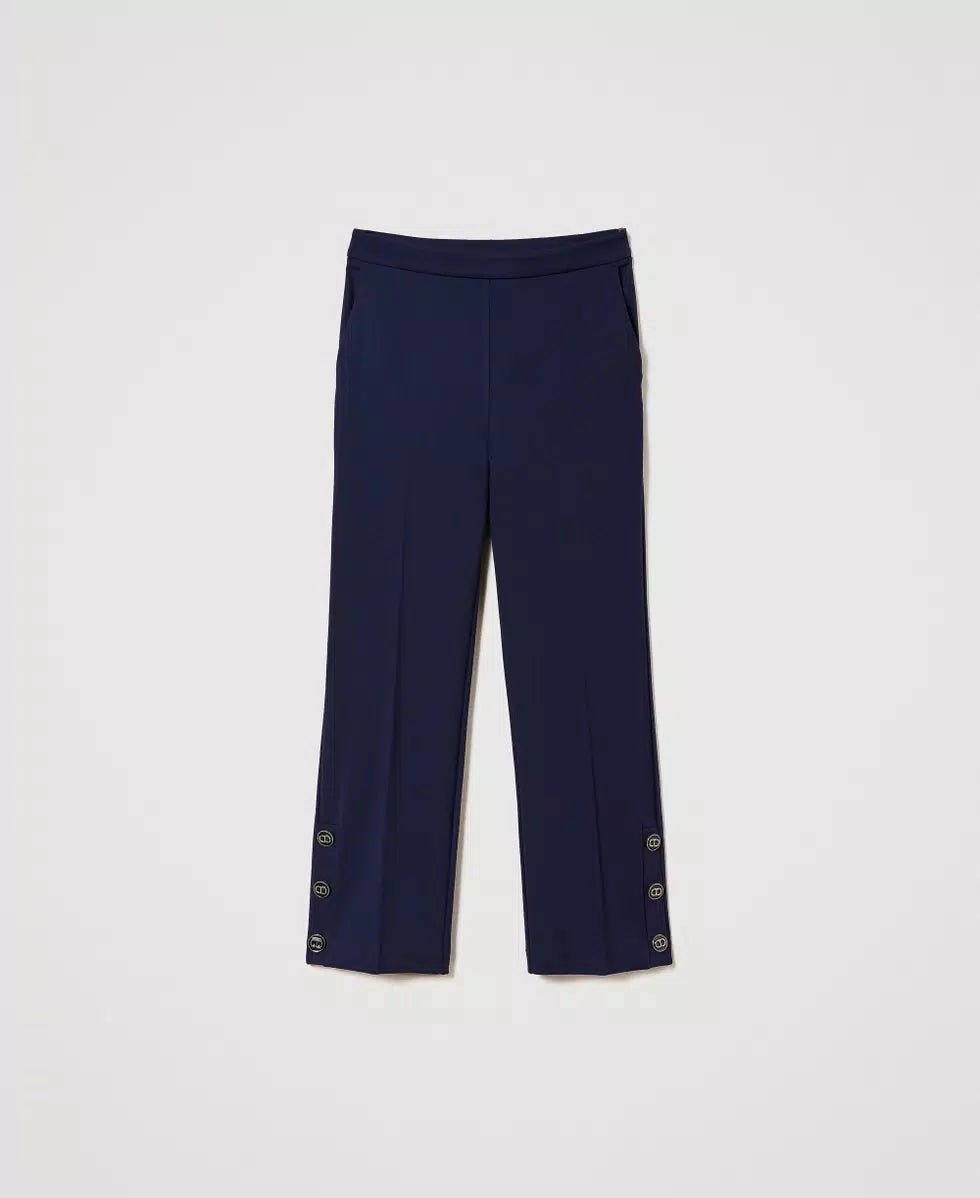 Twinset Milano Pantaloni cropped con bottoni Oval T