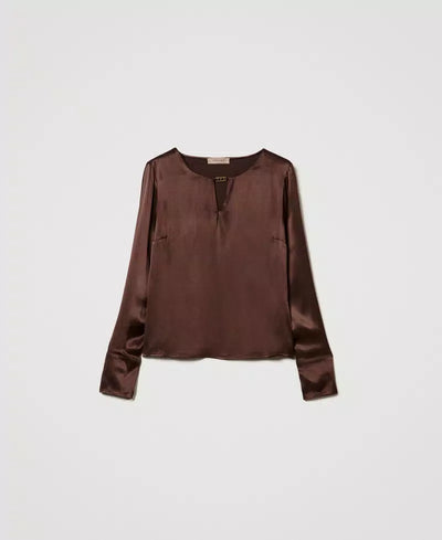 Twinset Milano Blusa in raso con Oval T