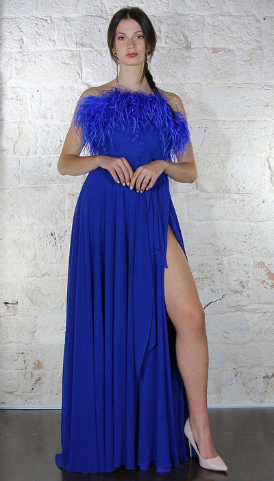 Atelier Legora Abito lungo con piume e cinta in vita Vestiti - Boutique Luisa Trendy
