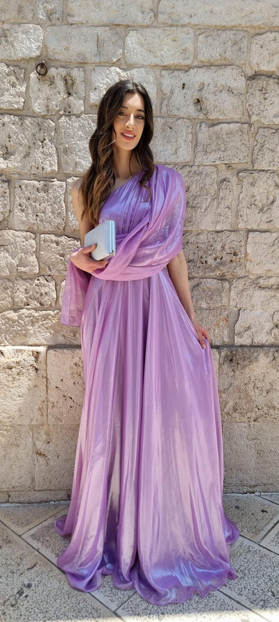 Atelier Legora Abito lungo monospalla in tessuto lucido Vestiti - Boutique Luisa Trendy