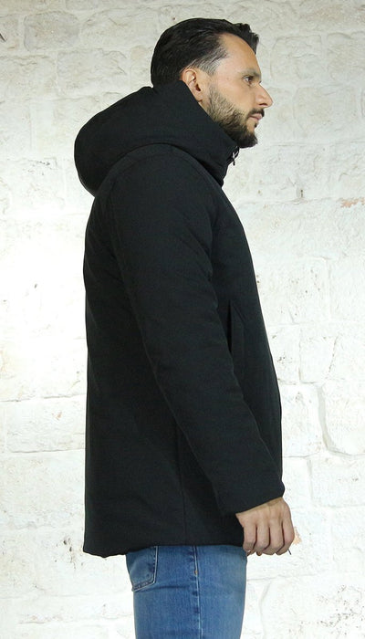 De Lamp Giaccone nero in tessuto con cappuccio Capispalla Uomo - Boutique Luisa Trendy