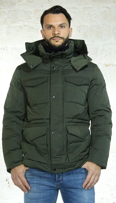 De Lamp Giaccone verde con cappuccio staccabile Capispalla Uomo - Boutique Luisa Trendy
