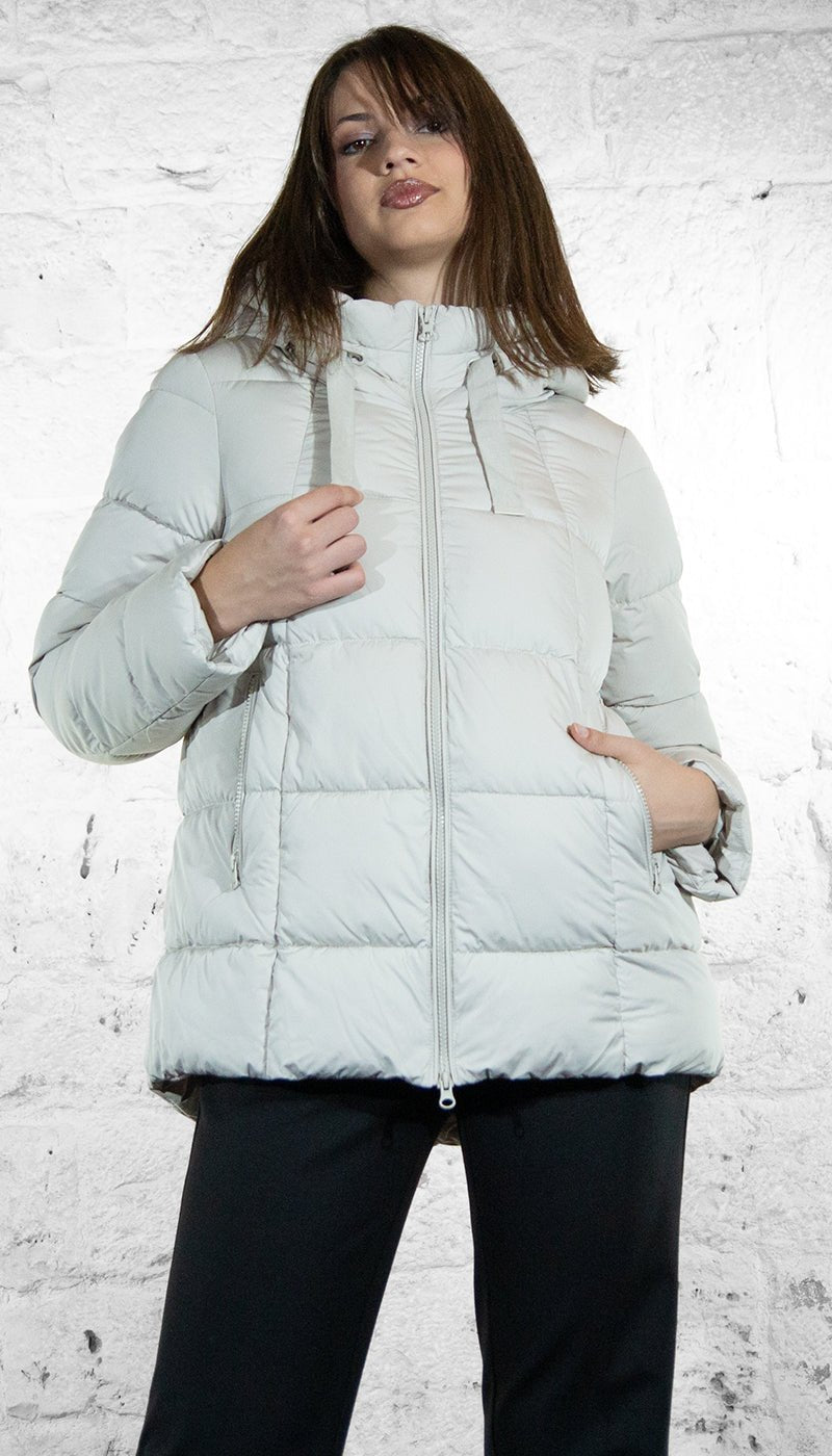 De Lamp Piumino a trapezio grigio chiaro con cappuccio GW L637 Capispalla Donna - Boutique Luisa Trendy