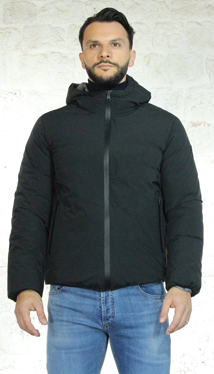 De Lamp Uomo Piumino nero con cappuccio in tessuto reversibile Capispalla Uomo - Boutique Luisa Trendy