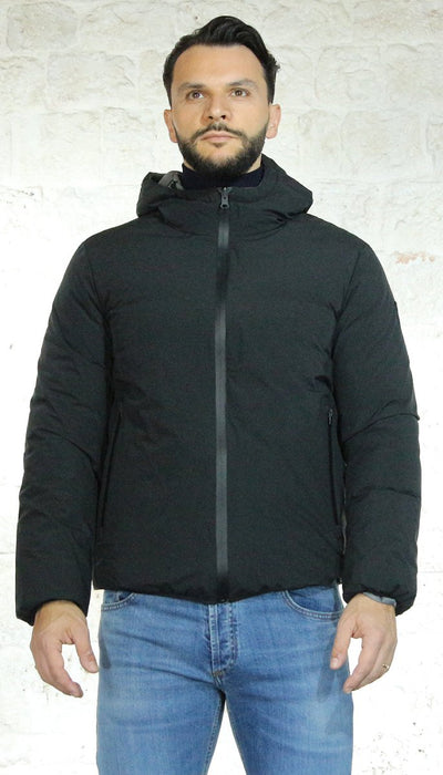 De Lamp Uomo Piumino nero con cappuccio in tessuto reversibile Capispalla Uomo - Boutique Luisa Trendy