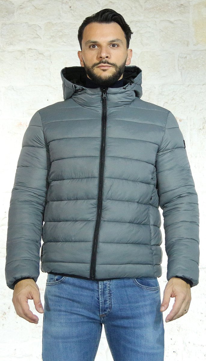 De Lamp Uomo Piumino nero con cappuccio in tessuto reversibile Capispalla Uomo - Boutique Luisa Trendy