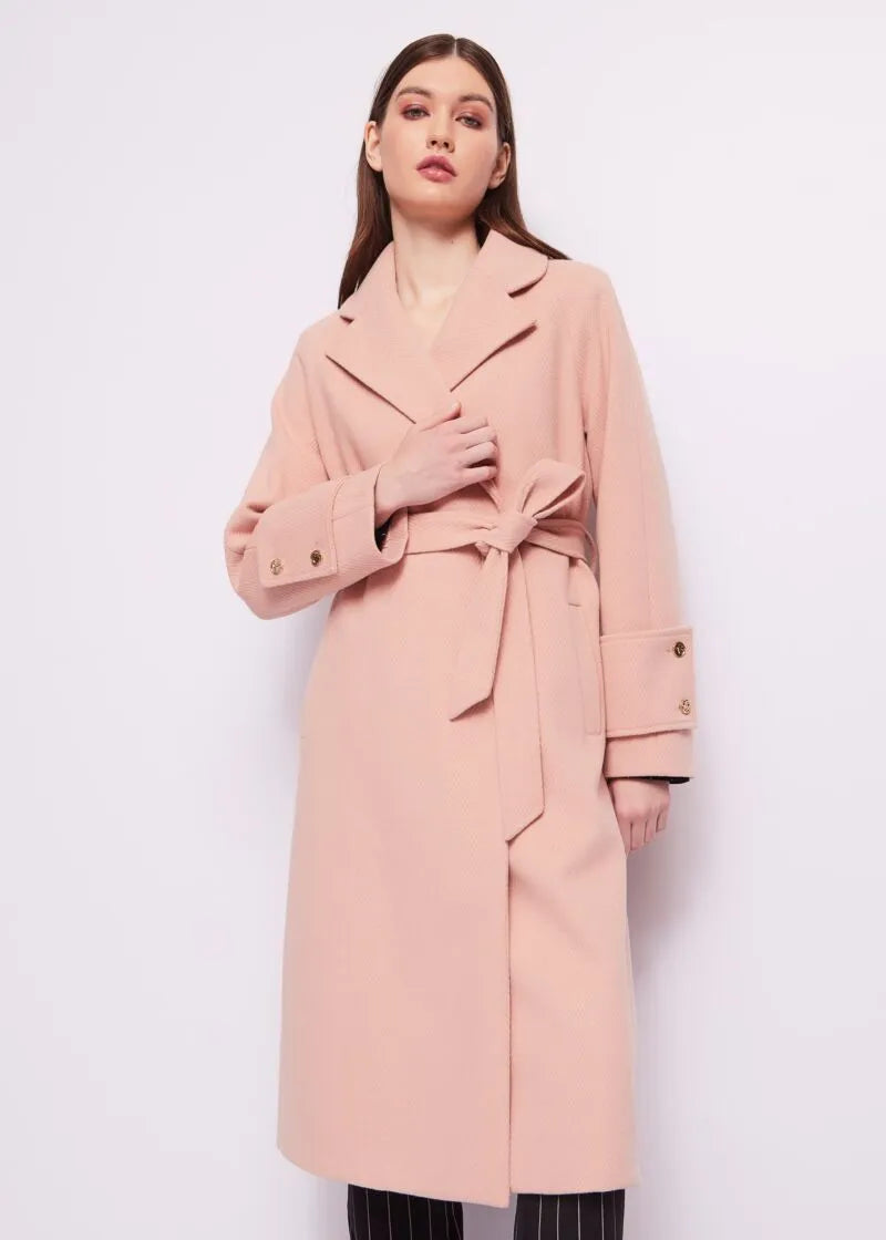 Denny Rose Cappotto rosa con cintura