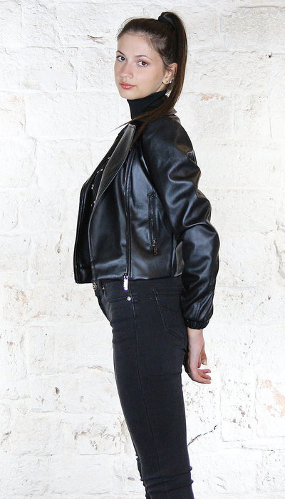 Denny Rose Jeans Giacca biker in similpelle Capispalla Donna - Boutique Luisa Trendy