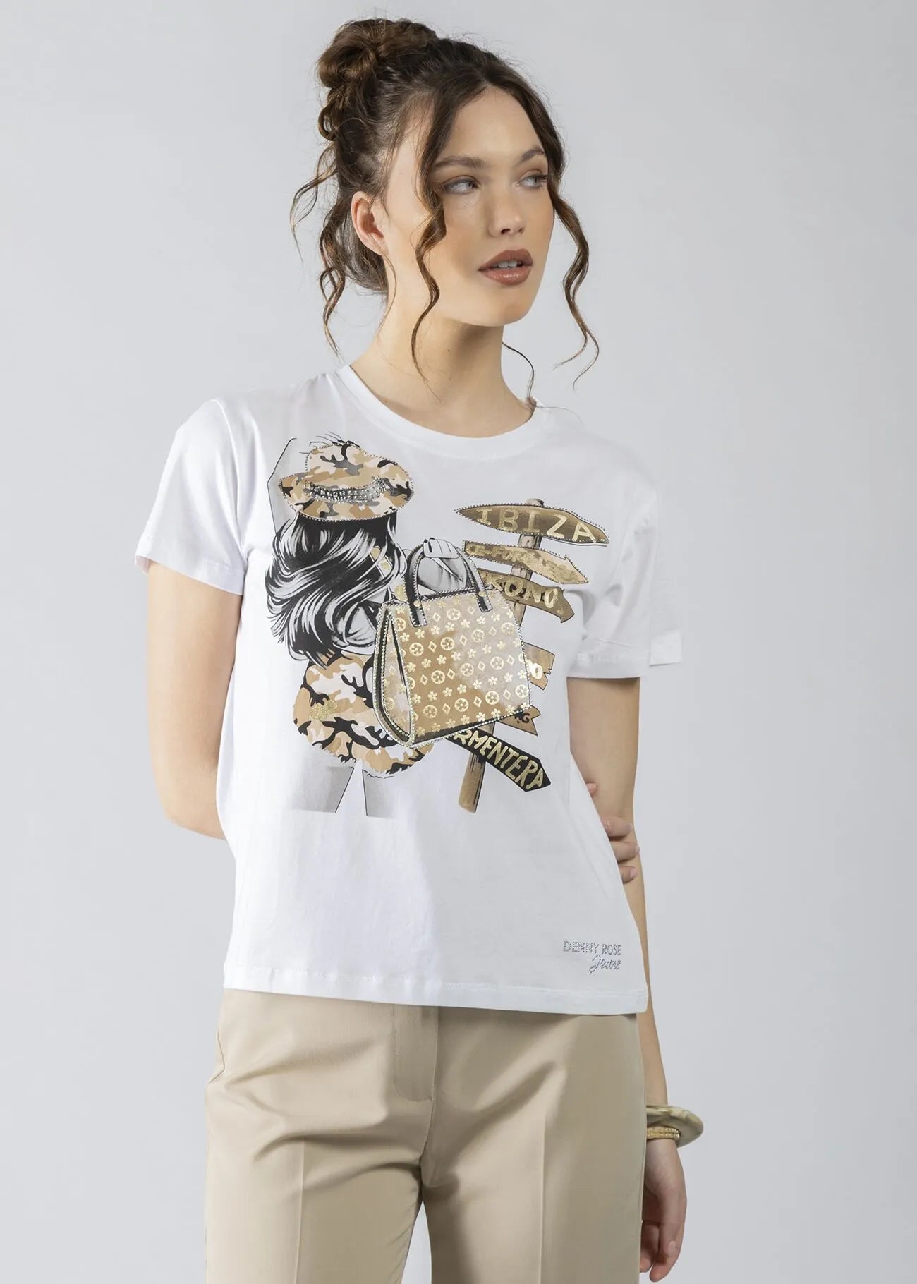 Denny Rose Jeans T-shirt slim stampa summer T-Shirt e top - Boutique Luisa Trendy