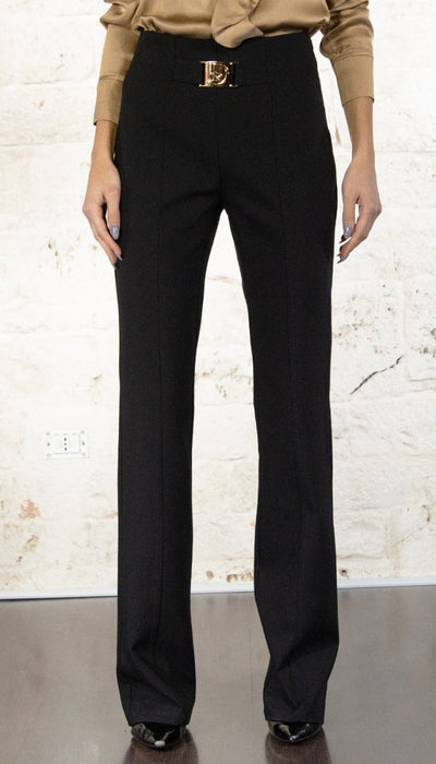 Denny Rose Pantaloni neri con fibbia logata Pantalone Donna - Boutique Luisa Trendy