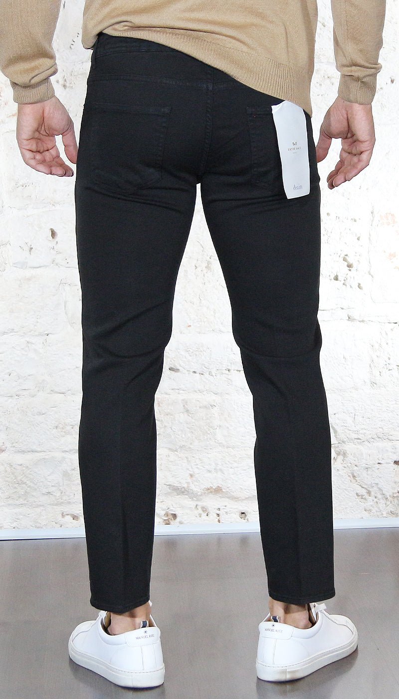 Entre Amis Jeans nero in denim 5 tasche corto Jeans Uomo - Boutique Luisa Trendy