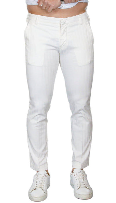 Entre Amis Pantalone corto bianco in cotone motivo rigato. Pantaloni Uomo - Boutique Luisa Trendy