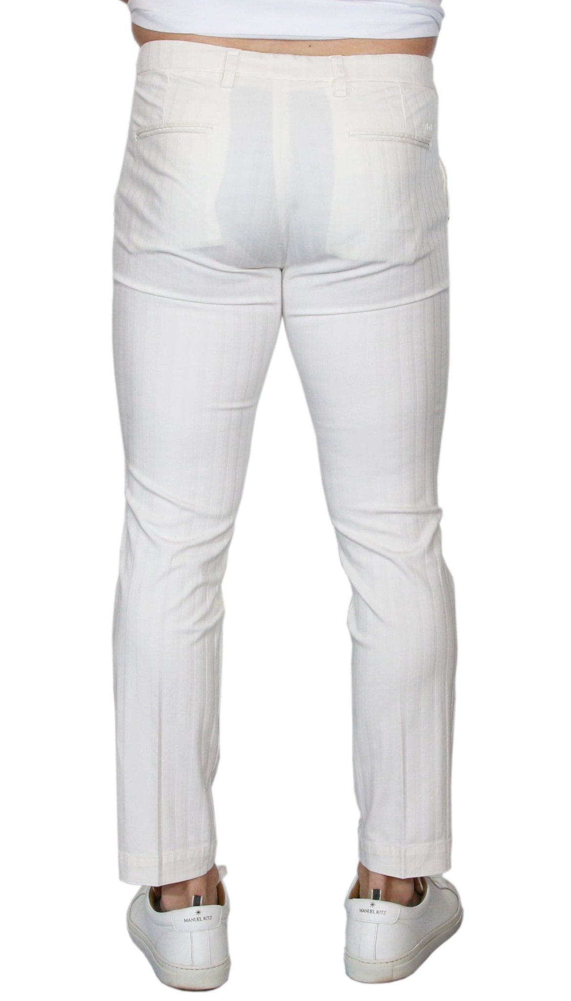 Entre Amis Pantalone corto bianco in cotone motivo rigato. Pantaloni Uomo - Boutique Luisa Trendy