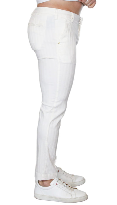 Entre Amis Pantalone corto bianco in cotone motivo rigato. Pantaloni Uomo - Boutique Luisa Trendy