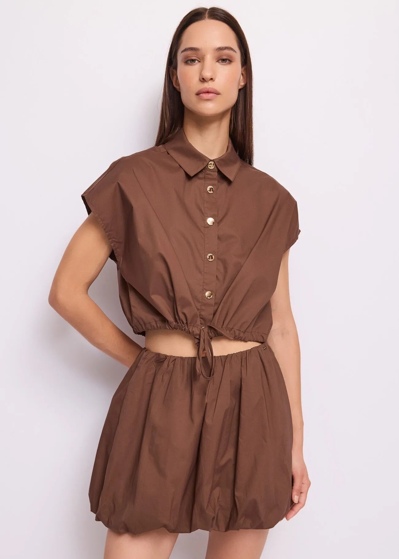 Gaudi Camicia marrone da donna in popeline di cotone Bluse e camicie - Boutique Luisa Trendy