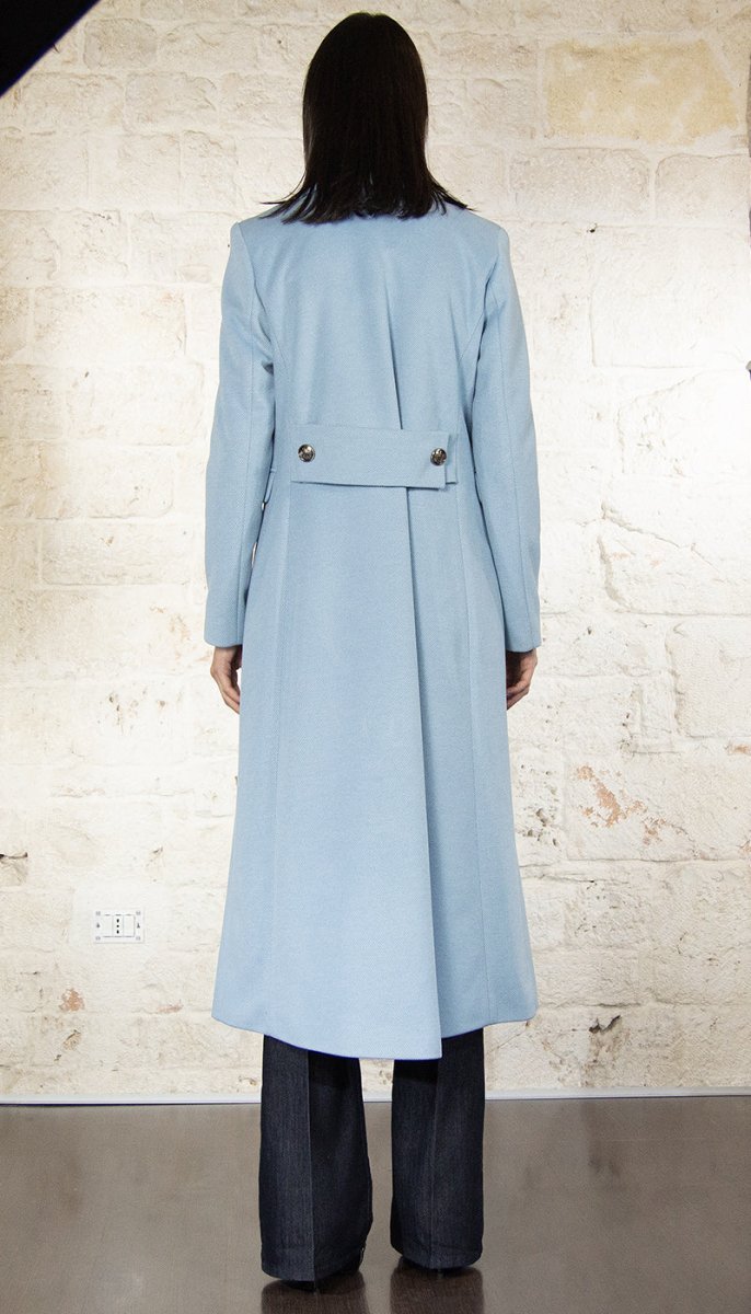 Gaudi Cappotto azzurro doppiopetto in panno Capispalla Donna - Boutique Luisa Trendy
