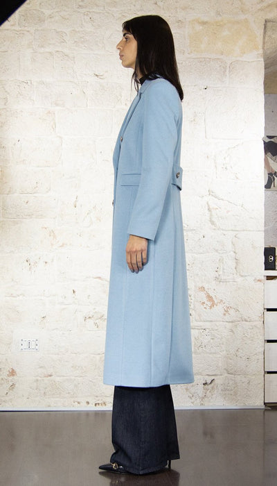 Gaudi Cappotto azzurro doppiopetto in panno Capispalla Donna - Boutique Luisa Trendy