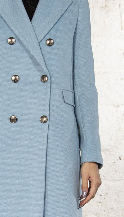Gaudi Cappotto azzurro doppiopetto in panno Capispalla Donna - Boutique Luisa Trendy