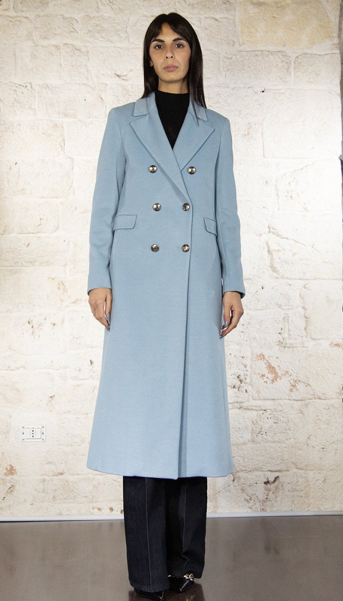 Gaudi Cappotto azzurro doppiopetto in panno Capispalla Donna - Boutique Luisa Trendy