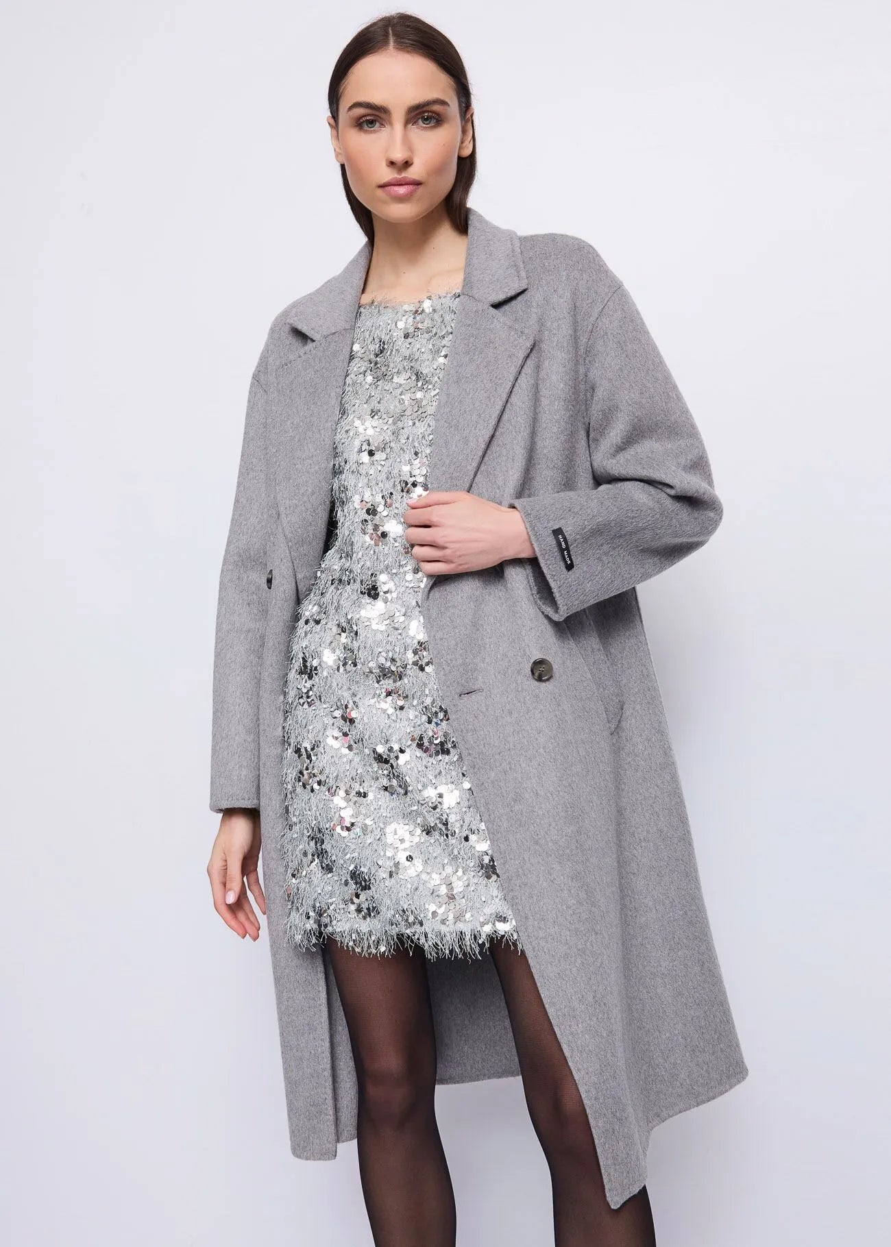 Gaudi Cappotto da donna in panno grigio oversize