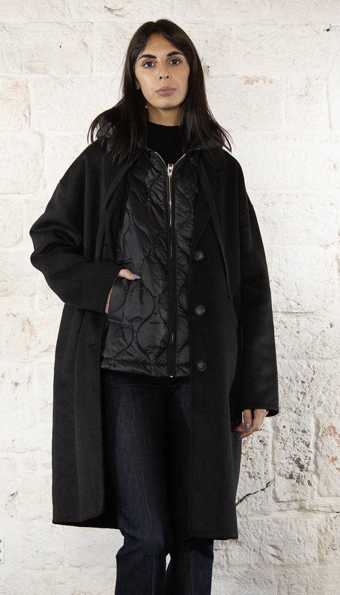 Gaudi Cappotto nero in misto lana Capispalla Donna - Boutique Luisa Trendy