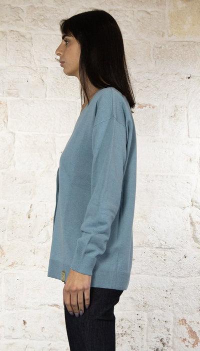 Gaudi Cardigan celeste in misto lana e cashmere Maglie e cardigan Donna - Boutique Luisa Trendy