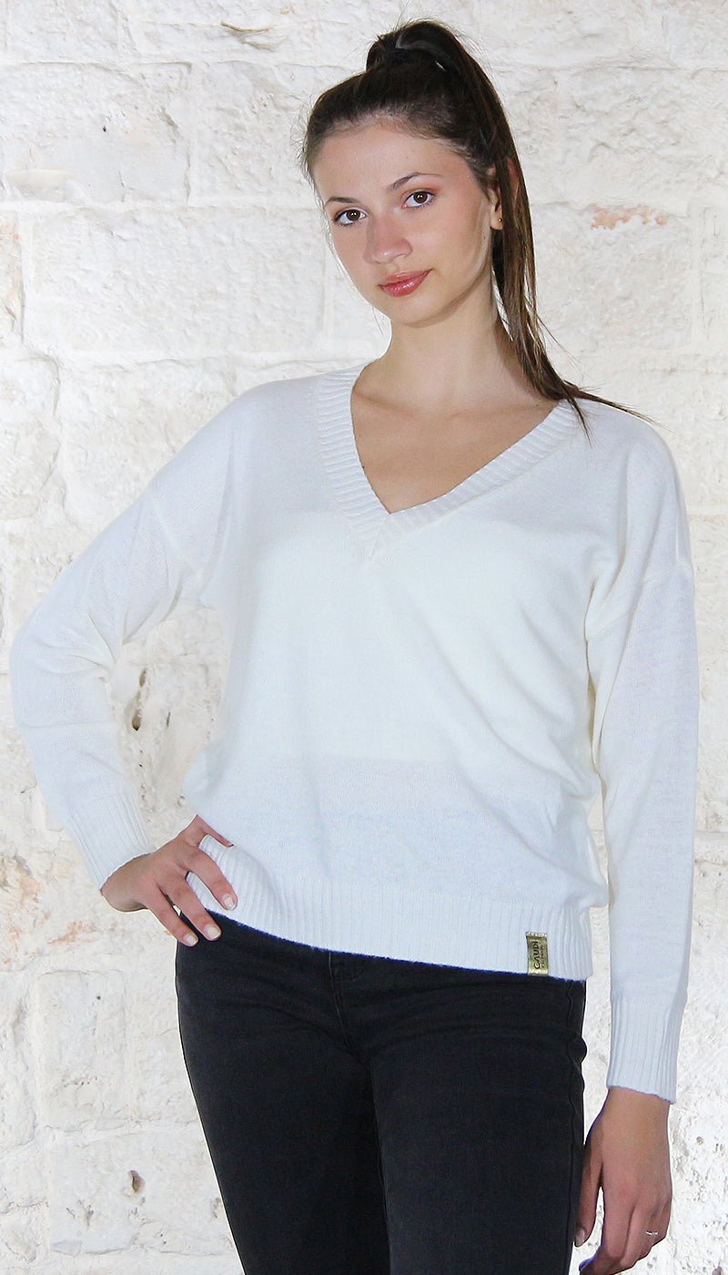 Gaudì Donna Maglione scollo a V in lana e cashmere Maglie e cardigan Donna - Boutique Luisa Trendy