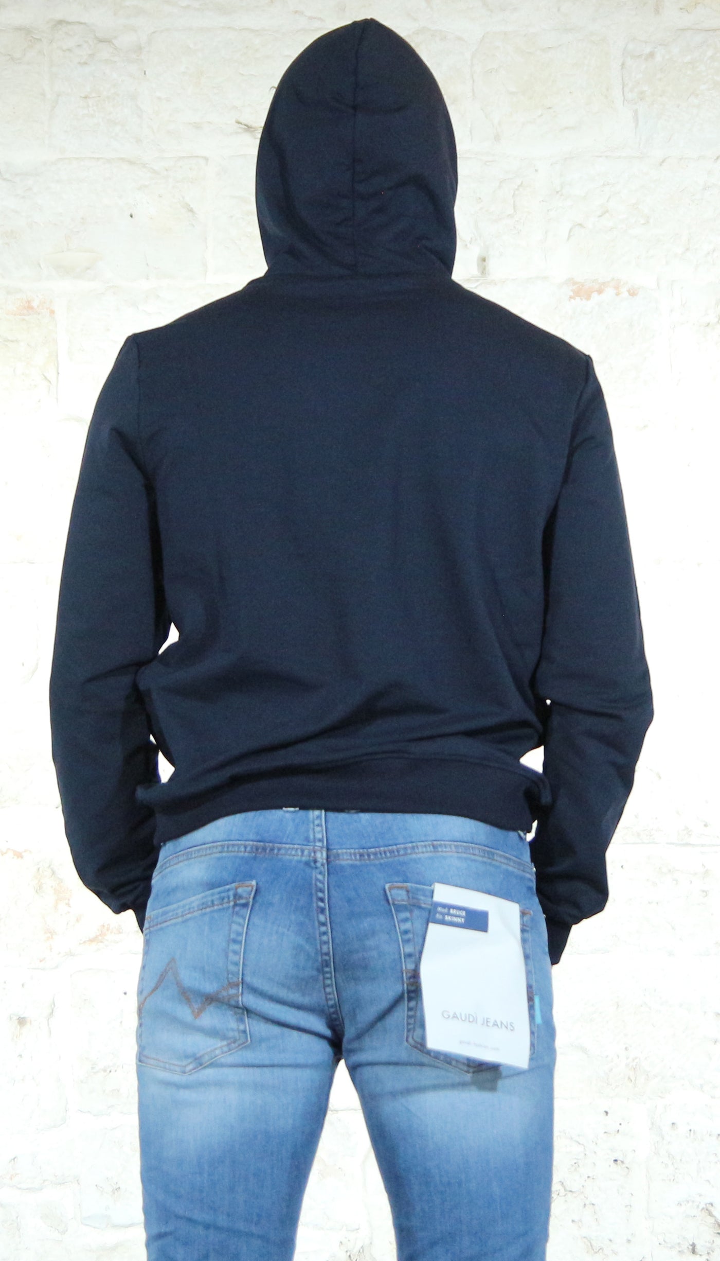 Gaudi Jeans Felpa blu con cappuccio e logo 411GU64087