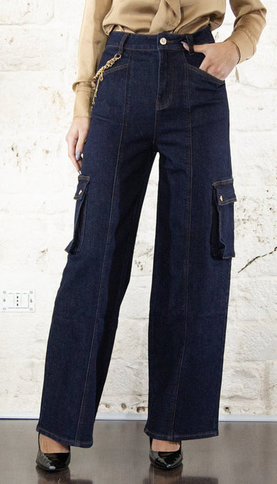Gaudi Jeans cargo in cotone con catena Jeans - Boutique Luisa Trendy