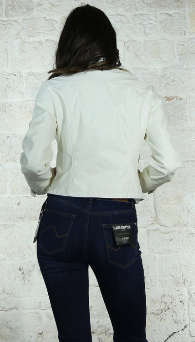 Gaudì Jeans Donna Biker similpelle bianco 411BD38002 Capispalla Donna - Boutique Luisa Trendy