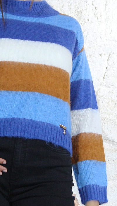 Gaudì Jeans Donna Maglione lupetto a righe in mohair Maglie e cardigan Donna - Boutique Luisa Trendy