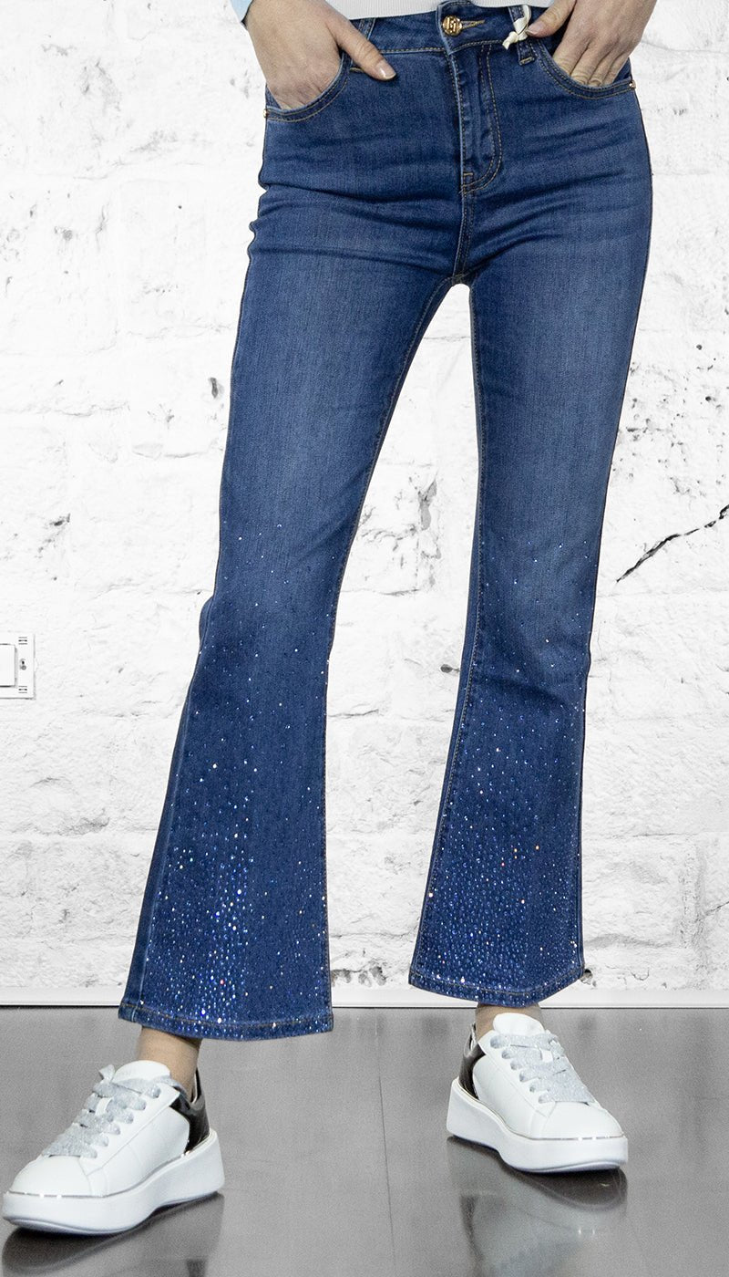 Gaudi Jeans flare cropped con strass Jeans - Boutique Luisa Trendy