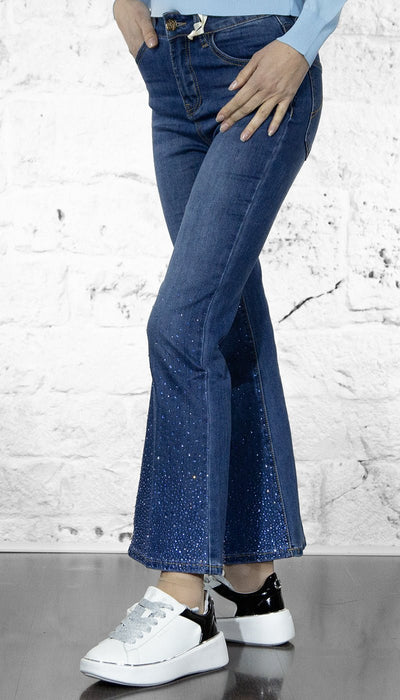 Gaudi Jeans flare cropped con strass Jeans - Boutique Luisa Trendy