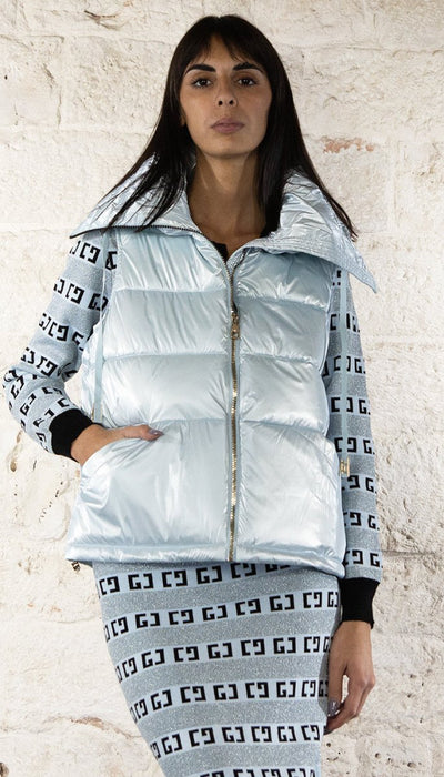 Gaudi Jeans Gilet imbottito in nylon azzurro Capispalla Donna - Boutique Luisa Trendy
