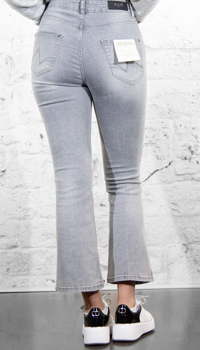 Gaudi Jeans grigio flare cropped con strass Jeans - Boutique Luisa Trendy