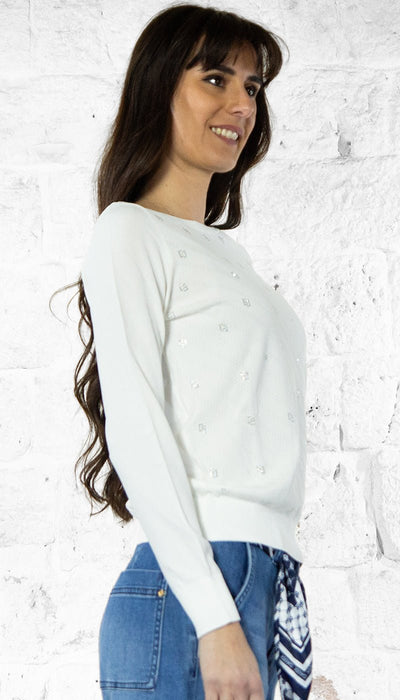 Gaudi Maglia con logo all over in strass e maniche lunghe 511BD53005 Maglie e cardigan Donna - Boutique Luisa Trendy