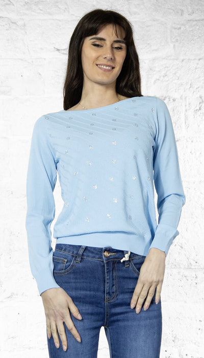 Gaudi Maglia con logo all over in strass e maniche lunghe 511BD53005 Maglie e cardigan Donna - Boutique Luisa Trendy