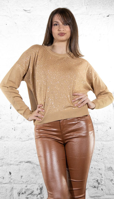 Gaudi Maglia con logo in strass all over Maglie e cardigan Donna - Boutique Luisa Trendy