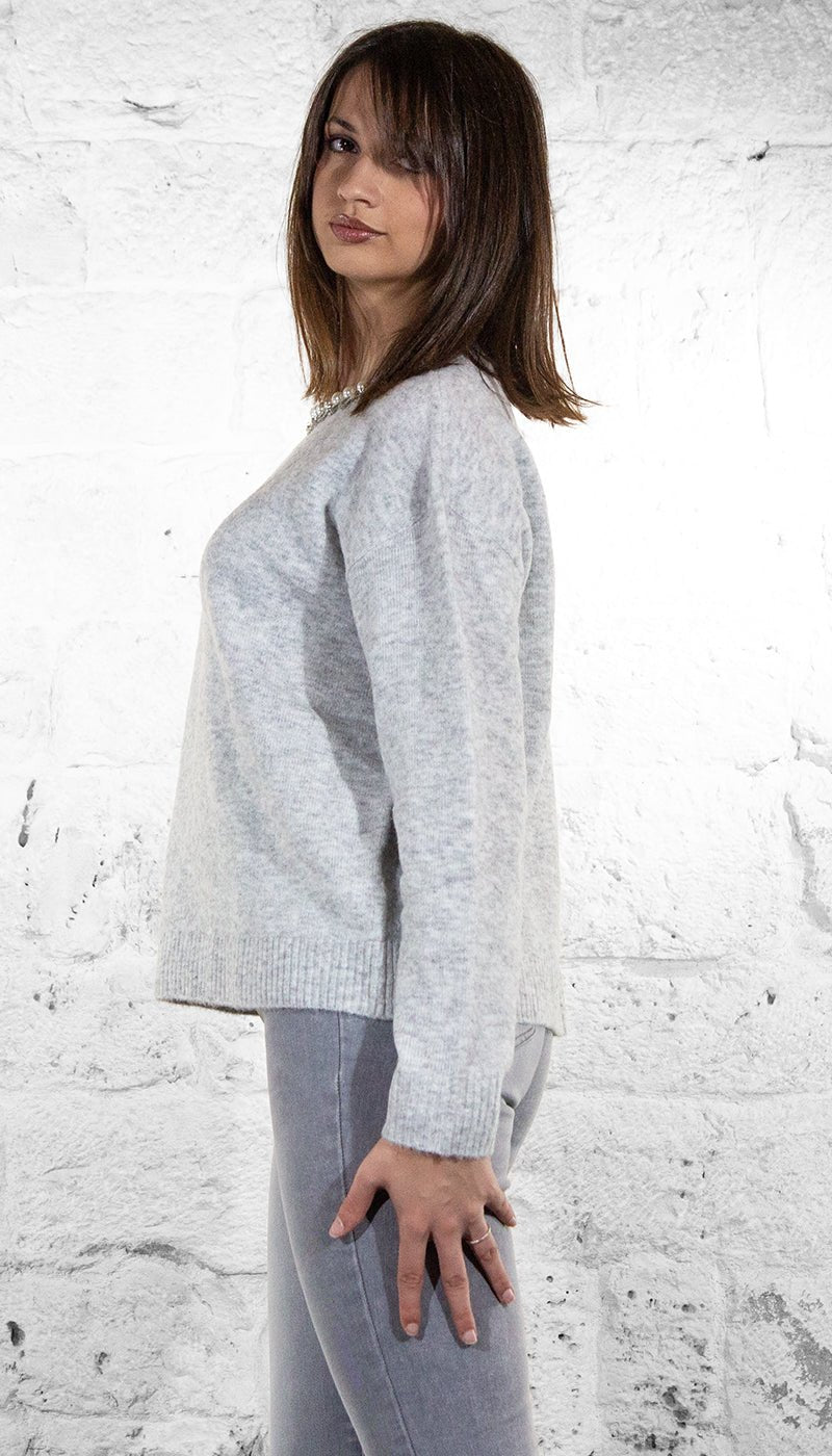 Gaudi Maglia grigia da donna con strass Maglie e cardigan Donna - Boutique Luisa Trendy