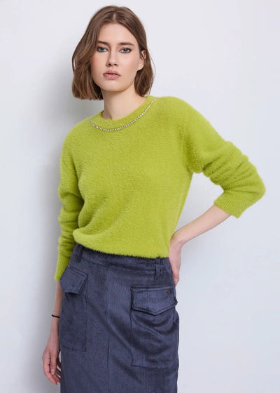Gaudi Maglia verde da donna con strass Maglie e cardigan Donna - Boutique Luisa Trendy