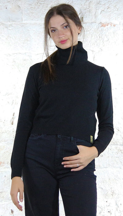 Gaudì Maglione dolcevita nero in lana e cashmere Maglie e cardigan Donna - Boutique Luisa Trendy