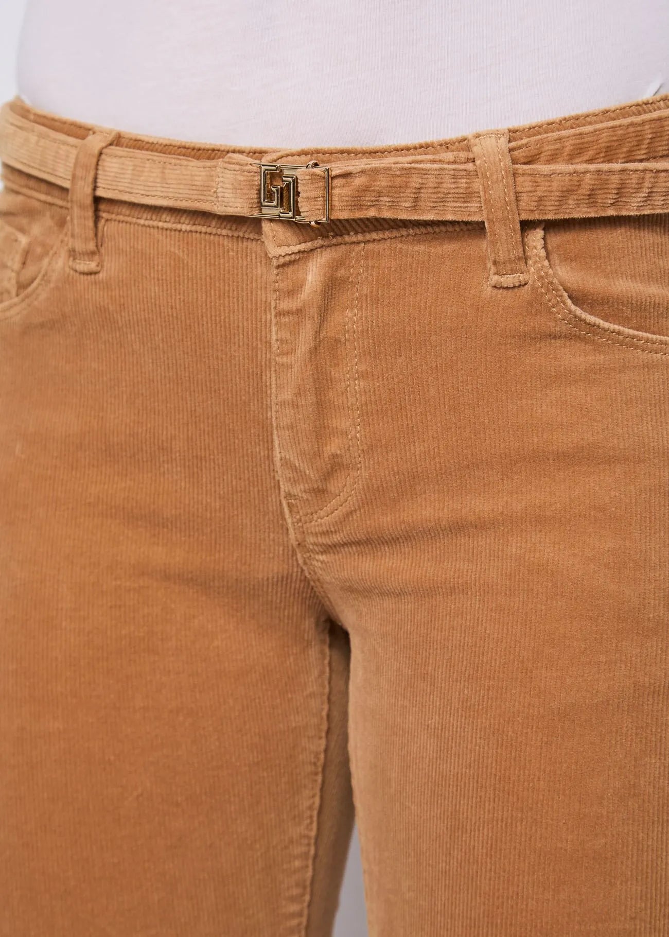 Gaudi Pantaloni da donna in velluto di cotone con cintura Pantalone Donna - Boutique Luisa Trendy