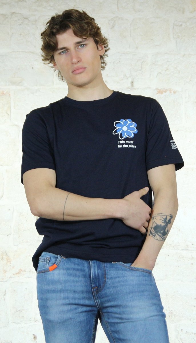Gaudi T-shirt blu con stampa T-shirt e Polo - Boutique Luisa Trendy
