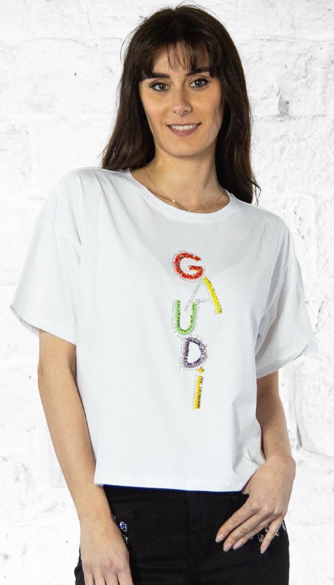 Gaudi T-shirt donna con logo e strass T-Shirt e top - Boutique Luisa Trendy
