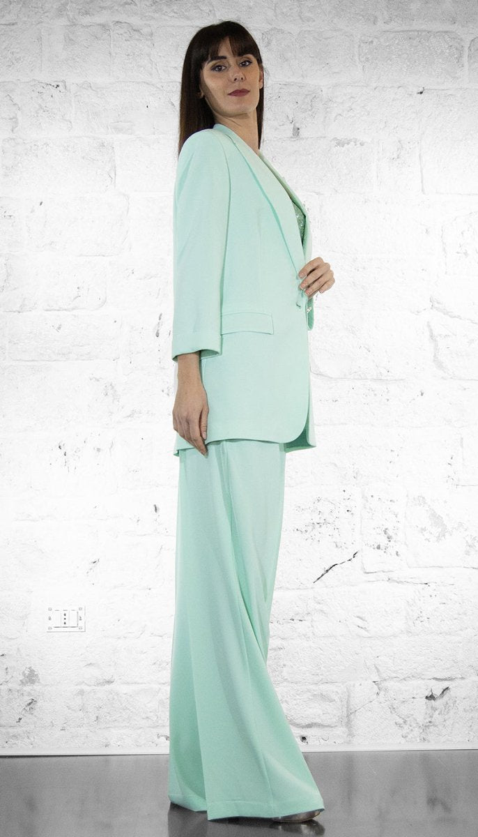 Gaudi Tailleur verde chiaro con revers a lancia Tailleur - Boutique Luisa Trendy