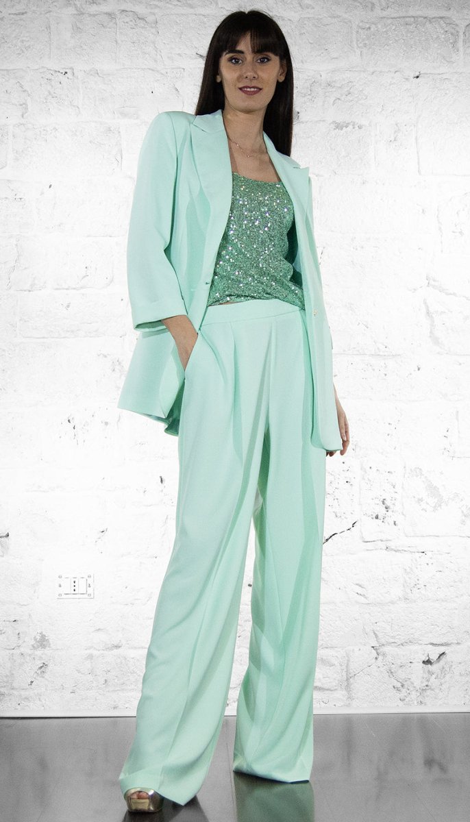 Gaudi Tailleur verde chiaro con revers a lancia Tailleur - Boutique Luisa Trendy