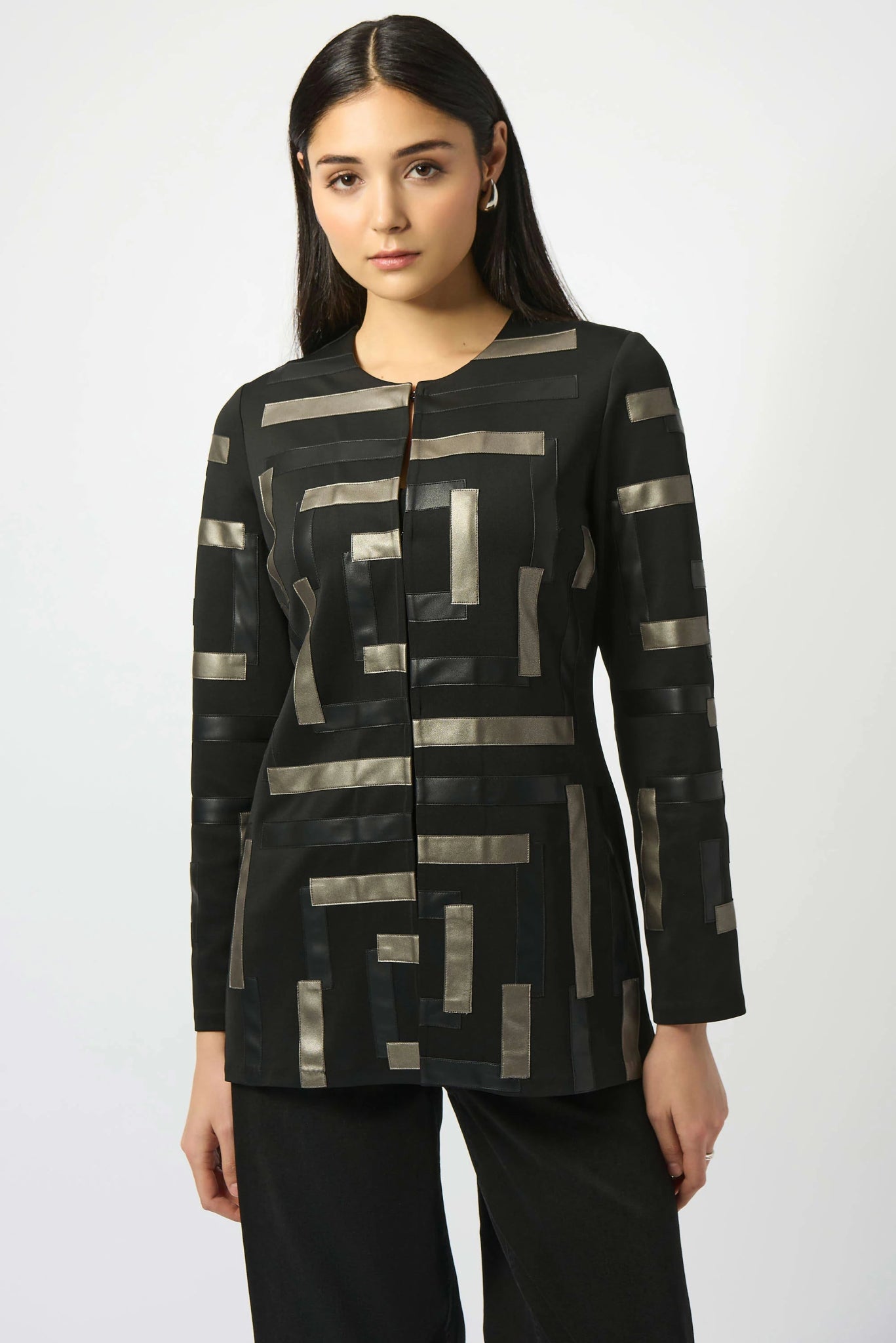 Giacca lunga in similpelle e scuba Capispalla Donna - Boutique Luisa Trendy