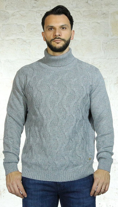 Havana & Co Dolcevita grigio lavorazione a trecce Maglie e cardigan uomo - Boutique Luisa Trendy