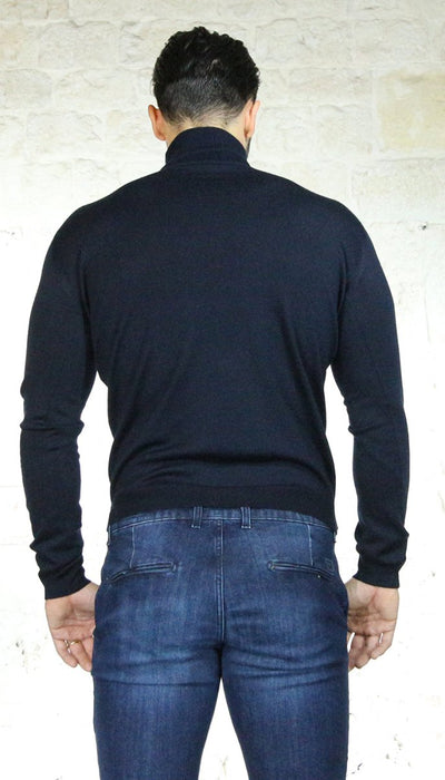 Havana & co Dolcevita uomo blu in lana Maglie e cardigan uomo - Boutique Luisa Trendy