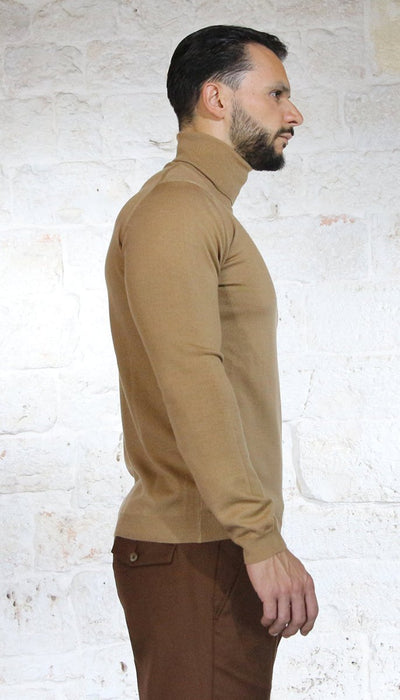 Havana & co Dolcevita uomo cammello in lana Maglie e cardigan uomo - Boutique Luisa Trendy